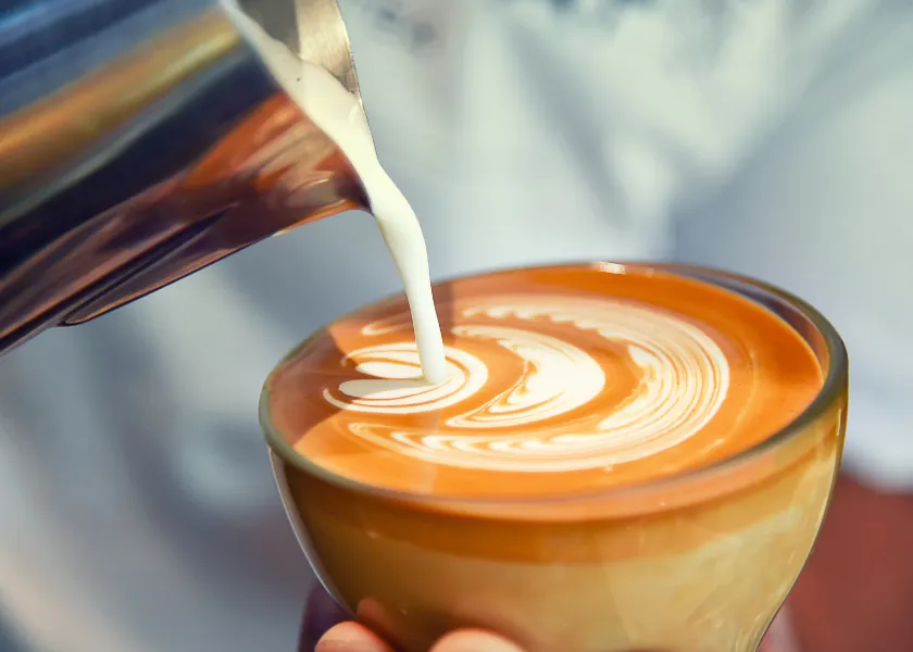 Perfectly poured latte with foam art